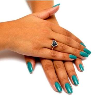 Imagem de Anel coração Folheado a Ouro 18k zircônias safira e cristal-Feminino