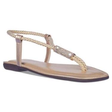 Imagem de Sandália Rasteira Feminina Saltinho Com Brilho Strass Metalizada A7.18-Feminino