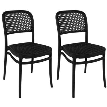 Imagem de Kit 2 Cadeiras de Jantar Roma para Sala e Cozinha - ALL BLACK - Magazi