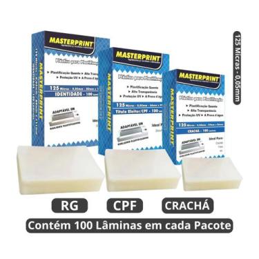 Imagem de Kit para Plastificação RG + CPF + CRACHÁ - 125 Micras - Masterprint