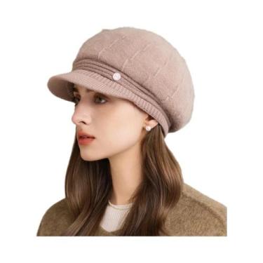 Imagem de Chapéu De Inverno Feminino Da Moda: Gorro De Tricô Elegante Com Forro 