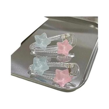Imagem de Presilha De Cabelo Estrela Azul E Rosa Para Meninas, Acessório Charmos