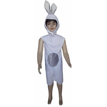 Imagem de Fantasia Coelho Páscoa Macacão Branco Infantil Menino e Menina Coelhinha Carnaval Halloween Zumbi Terror