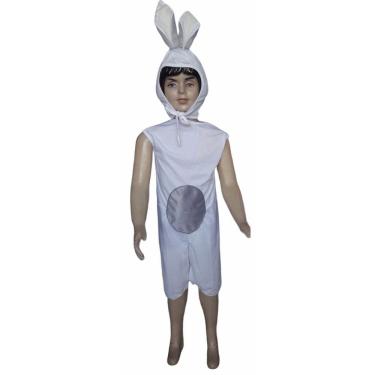 Imagem de Fantasia Coelho Páscoa Macacão Branco Infantil Menino e Menina Coelhinha Carnaval Halloween Zumbi Terror