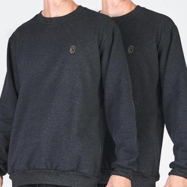 Imagem de Kit 2 Casacos de Moletom Basic Masculino - Shenus, M, Chumbo, Chumbo