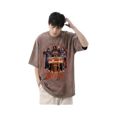 Imagem de Camiseta Masculina De Verão Em Algodão Estilo Hip Hop, Respirável, Cai