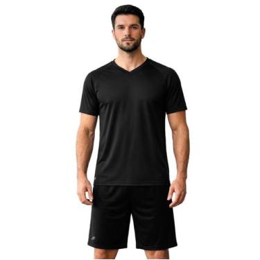 Imagem de Conjunto Masculino Esportivo Camisa e Short Dry Fit Gola V Academia Tr