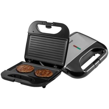 Imagem de Sanduicheira Grill Prensadeira Lanches Antiaderente 110v - Amvox, Pret