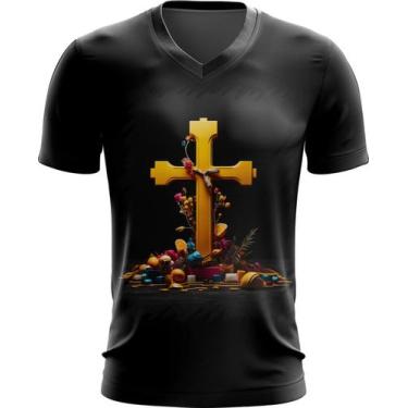 Imagem de Camiseta Gola V da Cruz de Jesus Igreja Fé 24 - Kasubeck Store®, G