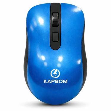 Imagem de Mouse sem fio Wireless Bluetooth Ergonômico Original - Kapbom, Azul