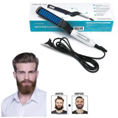 Imagem de Chapinha Escova Quente Para Alisamento de Barba Cabelo Masculino Pente