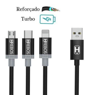 Imagem de Cabo ubs carregamento e Dados Tipo c Micro usb v8 Lightning Hrebos (Hs