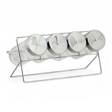 Imagem de Kit 4 Porta Temperos Condimento Horizontal Harlem Vidro - Wellmix