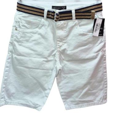 Imagem de Bermuda Infantil Branca Com Cinto - Mania Kids, Branco, 14