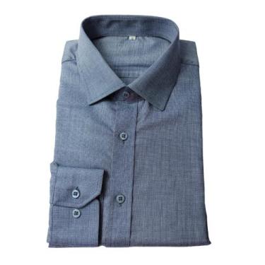 Imagem de Camisa Masculina Social QiLin Modal Não Amassa 004 , Grafite, 3