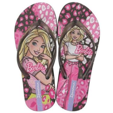 Imagem de Chinelo de Dedo Infantil Menina Delicado Ipanema Barbie, Preto, Rosa, 