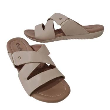 Imagem de Chinelo Usaflex R1875 Anatômica em Couro Creme, 37