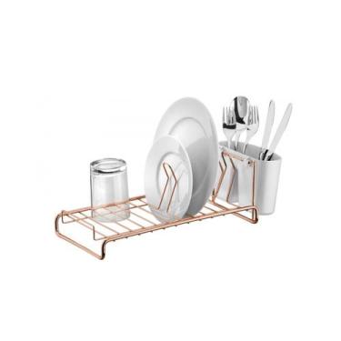Imagem de Escorredor de louças pratos talheres compacto rosé gold Future 984RG