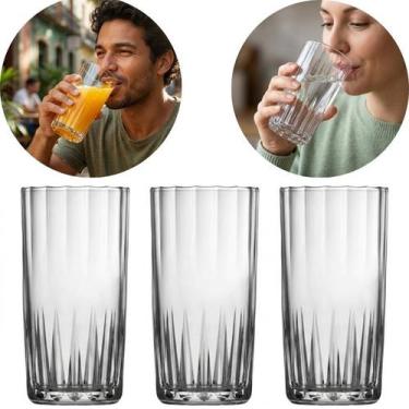 Imagem de Jogo 3 Copos Donna de Vidro Resistente 300ml Água Suco Wellmix