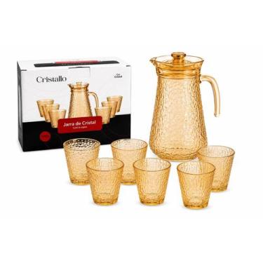 Imagem de Conjunto Jarra E 6 Copos 7 Peças Vidro 1,3L - CRISTALLO, Âmbar