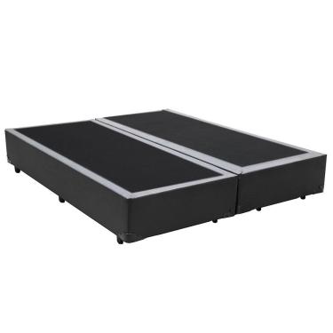 Imagem de Cama Box Queen Blindado Bipartido Estrutura em Madeira Sintético Cinza com Base Reforça...