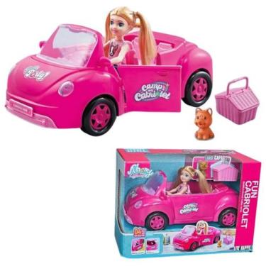Imagem de Brinquedo carro rosa com mini boneca com pet cachorro - TOYS
