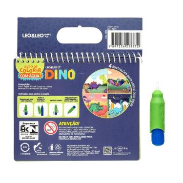 Imagem de Livro de colorir com água dino - oppbag c/ 1 und 4 páginas + pincel - 