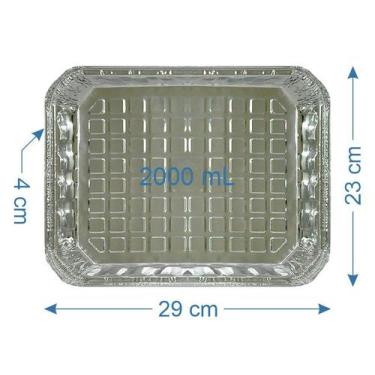 Imagem de 100 Bandeja De Alumínio Marmitex 2000ml com Tampa - Térmica