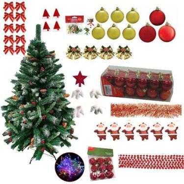 Imagem de Árvore Natal Alpina Nevada 1,20m 195 Galhos 147 Itens Pisca Pisca Led 
