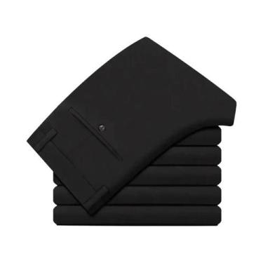 Imagem de Calças De Terno Masculinas Slim Fit Pretas, Elásticas E Que Não Amassa