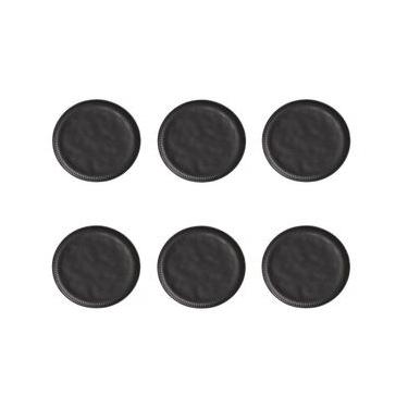 Imagem de Conjunto de Pratos de Sobremesa Linhas 6 Peças Cerâmica Preto Matte Porto Brasil
