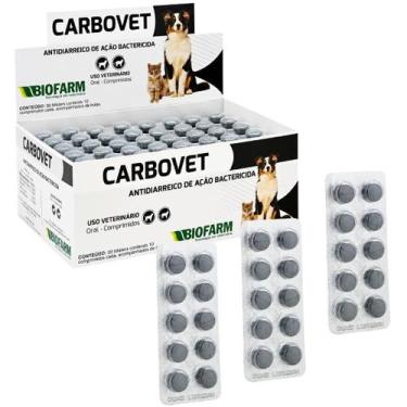 Imagem de Kit 3un Carbovet Antidiarreico P/ Cães-Gatos Blister 10 Comp - Biofarm