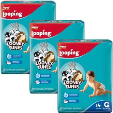 Imagem de Fralda Descartável Looping Looney Tunes 3 Pacotes Ultra Absorvente Até