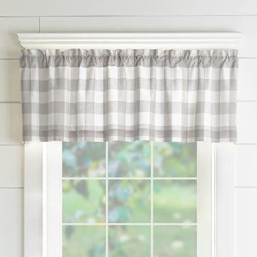 Imagem de Elrene Home Fashions Farmácia Living Buffalo Check Window Kitchen Valance, 152,4 cm x 38,1 cm (1, cinza/branco