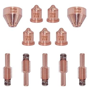 Imagem de 5 peças 220816 pontas de bocal de cortador de plasma, 5 peças 220842, eletrodo de cortador de plasma, 2 peças 220817, escudo de cortador de plasma para PMX 85/105