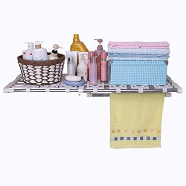 Imagem de Hershii Organizador de armário expansível para tensão, haste ajustável, resistente, trilho para pendurar à prova de ferrugem, faça você mesmo, rack de armazenamento, extensão de 4 barras com juntas para garagem, banheiro, cozinha, quarto, guarda-roupa, With Gasket + Clothes Rod, 95-170cm/37.4-66.92i