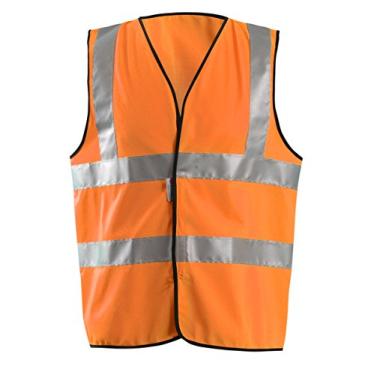 Imagem de OccuNomix LUX-SSFULLG-O5X Colete de segurança clássico de alta visibilidade premium liso com listras duplas, classe 2, malha 100% poliéster ANSI com material refletivo Scotchlite de 5 cm, laranja, 5GG
