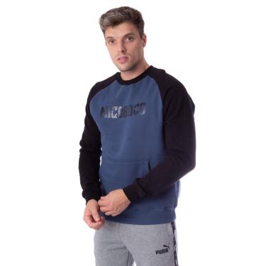 Imagem de Moletom Masculino Nicoboco Careca Raglan Azul - P