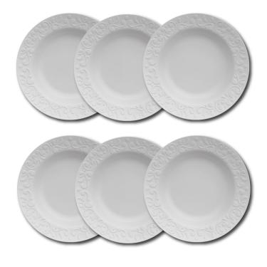 Imagem de Conjunto de Pratos Fundos Germer Tassel em Porcelana Branco – 6 Peças