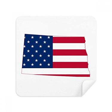 Imagem de Tecido de camurça com mapa de estrelas e listras da Dakota do Norte dos EUA, pacote com 2