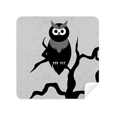 Imagem de Pano de limpeza de tela para dia das bruxas, árvore de coruja noturna, tecido de camurça, pacote com 2