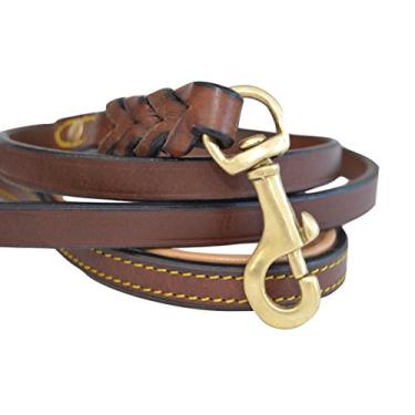 Imagem de Coleiras de toque macio – Coleira trançada de couro para cãesSoft Touch Collars 4 FT x 1/2 INCH marrom Sof-5050