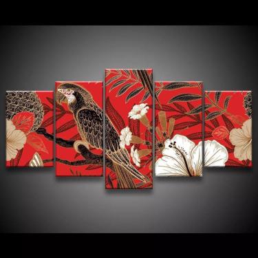 Imagem de Quadro Decorativo 129x63 Sala Quarto Arte Arara E Flores 1