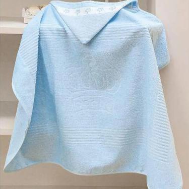 Imagem de Toalha Banho Com Capuz Dohler Para Bordar Baby Azul 90 X 70