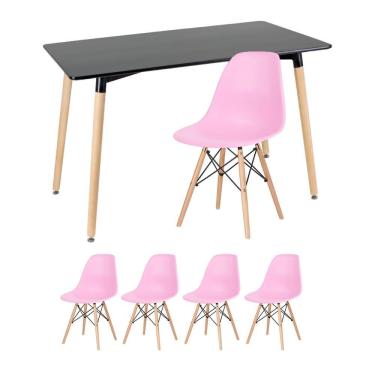 Imagem de KIT - Mesa retangular Eames 60 x 120 cm preto + 4 cadeiras Eiffel DSW