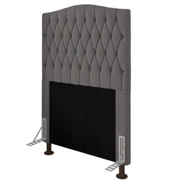 Imagem de Cabeceira Greta Cama Box Solteiro 90cm Suede Grafite