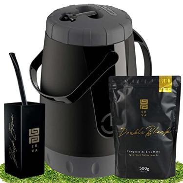 Imagem de Kit Tereré Black Erva Garrafa Lisa Cuia E Erva Double Black