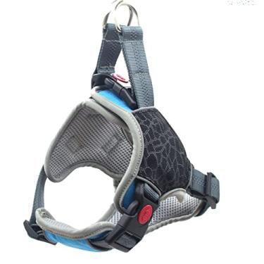 Imagem de Foern Colete macio para cães, arnês para cães ajustáveis sem estrangulamento com grande área reflexiva para cães pequenos médios grandes buldogue Golden Retriever Husky, azul, P