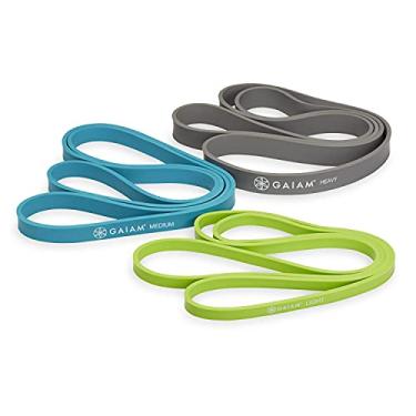 Imagem de Gaiam Pacote com 3 faixas para treino de resistência restauradora – Cordas de exercício de resistência progressiva extralforte, duráveis para exercícios de puxar e treinar faixas de força