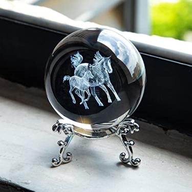 Imagem de Bola de cristal 3D peso de papel 60mm esfera de vidro gravada exibição bola fengshui decoração de casa com suporte, ginza, 6cm